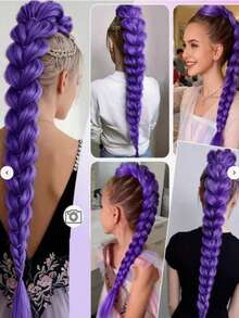 Lumi Braided Wig, Hunter Demon Wig, Pre-Braided Purple Braided Synthetic Wig, Suitable For Braiding, Cosplay, Christmas Costumes, Role-Playing Games, Holiday Parties, Christmas, New Year, Anime Cosplay, Party Outfits - Multicolor - View 10