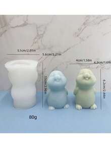 3D Big Ear Rabbit Striped Double Ball Rabbit Aroma Candle Silicone Mold DIY Easter Flower Rabbit Plaster Ornament Decor Silicone Mold - A-White - View 7