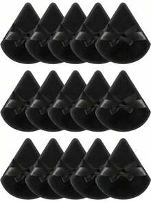 24pcs/15pcs/8pcs/3pcs Flocked Heart Makeup Sponge, Soft Fluffy Texture, Suitable Face & Body Powder Puff, Mixed Makeup Beauty Tools - màu đen - Xem 2