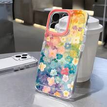 Funda de teléfono con flores coloridas artísticas  Compatible para iPhone17air 1716promax, 16 15pro 14 15PLUS 13 12Pro 11 Pro Max X XSMAX   Galaxys25ULTRA S25PLUS  s22FE  s23 s24ultra - transparente - Ver 3