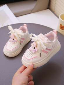 1双男女通用新款透气平底休闲运动鞋，软底防滑儿童滑板鞋，时尚百搭学生休闲鞋，适合春秋季穿着 - 粉色 - 查看 5