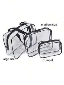 1pc Large Capacity Zipper Transparent PVC Waterproof Travel Storage Bag, Suitable For Storing Toys, Puzzles, Student Books, Toiletries - Rectangular, Plastic Material, No Electricity Required, Ideal For Travel Organizer - Multicolor - View 6