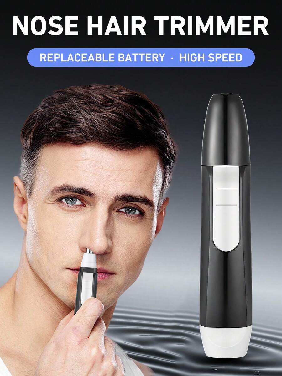 1 电动鼻毛修剪器 | 无痛修剪和剃除 | 家用和旅行两用 | 鼻毛修剪器 | 男女通用 | 电池供电（不含电池） - 黑白 - 查看 1