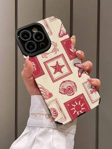 1个蓝色椰子树图案竖条纹经典防摔软皮手机壳，兼容苹果17/17Air/17PRO/17PROMAX - 彩色 - 查看 3