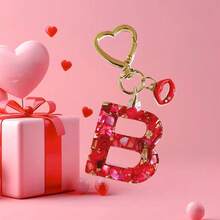 1pc Red Epoxy Initial Keychain, Cute Rhinestone Red Lip Heart Shaped Keyring, Valentine's Day Gift, Women Bag Charm Pendant, Suitable For Gifting To Lover/Best Friend/Mother/Friend - Red - View 34