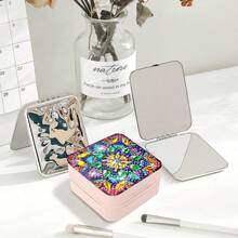 1件装DIY曼陀罗花卉主题钻石画女士旅行首饰盒，迷你首饰旅行收纳盒，戒指项链PU皮革收纳盒，女士必备，派对或节日生日礼物 - 單件 - 查看 13