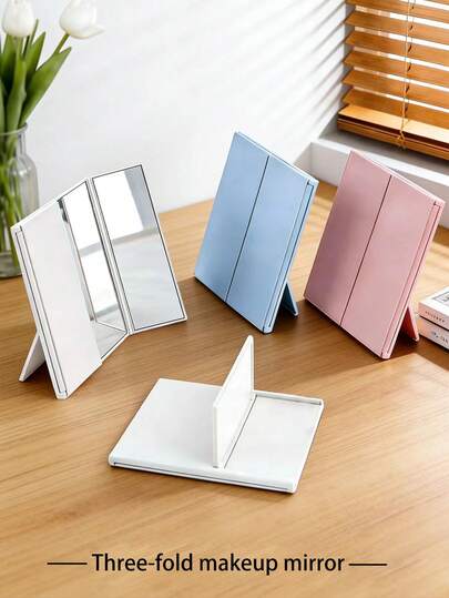 1個 3つ折りメイクアップミラー、新しいクリエイティブなマルチカラーの三つ折りバニティミラー、折りたたみ式&省スペース、室内装飾&ビューティーツール、旅行、リビング、寝室に適しています。友人、家族、彼女、母の日、バレンタインデーのギフトに最適。