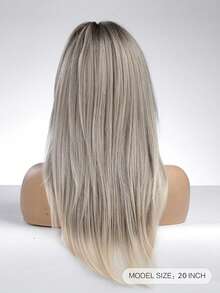 Tóc giả tổng hợp màu trắng xám có mái, dài 22 inch, kiểu tóc thẳng nhiều lớp tự nhiên, thích hợp cho nữ, dùng hàng ngày, cosplay, chịu nhiệt. - Xám - Xem 8