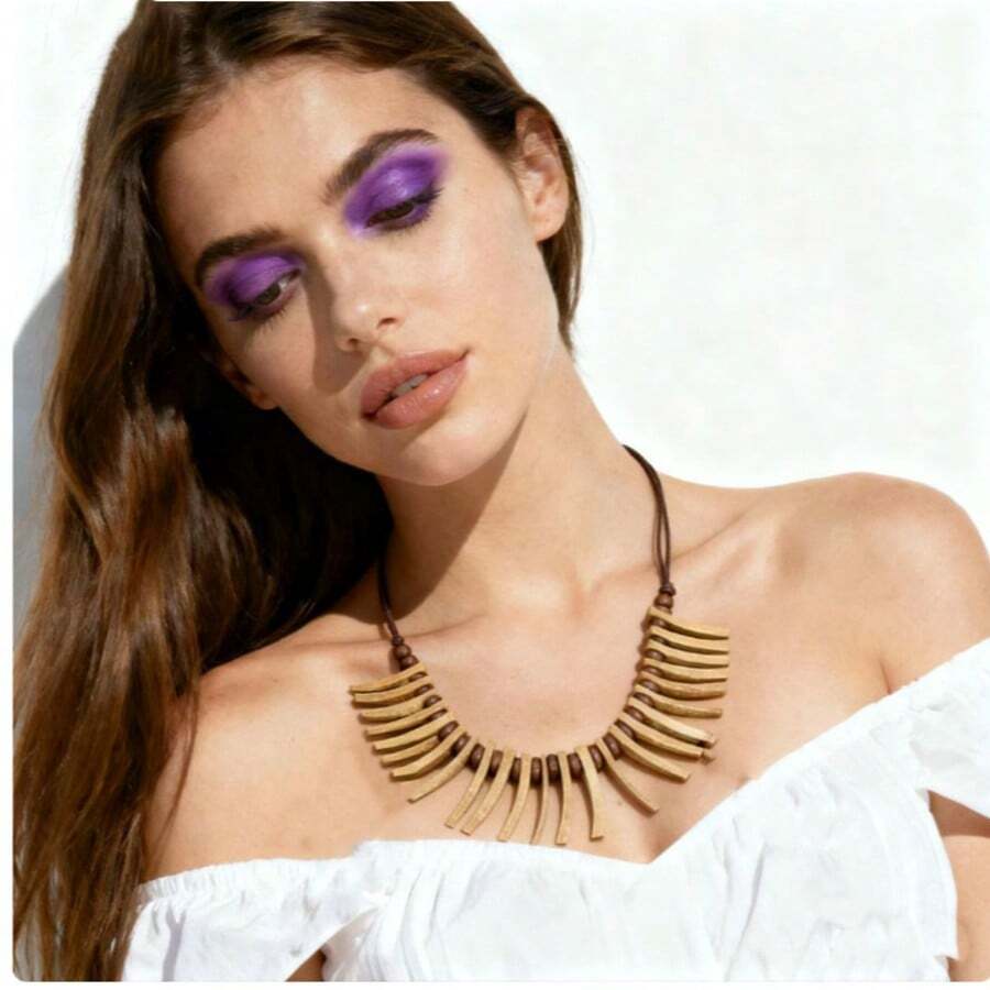 1 chiếc dây chuyền xương quai kiểu Châu Âu và Mỹ, phong cách nghỉ dưỡng, làm từ vỏ dừa tự nhiên, thiết kế độc đáo, cá tính, khác biệt, kiểu Bohemian. Dây chuyền vỏ dừa tự nhiên hình hoa hướng dương làm từ vỏ dừa tự nhiên. - Răng dài - Xem 1