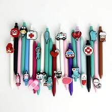 医疗主题圆珠笔，软硅胶卡通按压式圆珠笔，护士办公用品，学生油性圆珠笔 - 彩色 - 查看 4