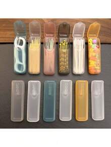 4pcs Portable Storage Boxes (Random Colors) PP Plastic Small Parts Organizer, Travel Toothpick, Dental Floss,, And Jewelry Storage Compartment, Multi-Functional Universal Size - 4 Items (random Color) - View 1