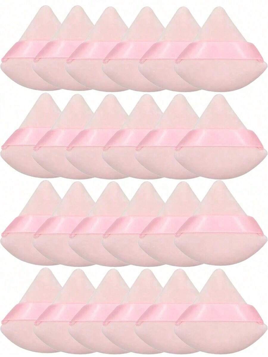 24pcs/15pcs/8pcs/3pcs Flocked Heart Makeup Sponge, Soft Fluffy Texture, Suitable Face & Body Powder Puff, Mixed Makeup Beauty Tools - 淺粉色 - 查看 1