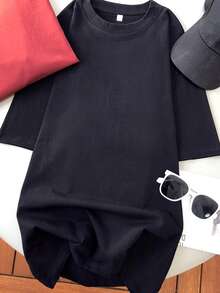 Áo thun ngắn tay dáng lửng thời trang nữ mùa Xuân/Hè 2026, kiểu dáng thường ngày màu đen. - màu đen - Xem 2