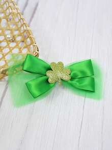 4pcs St. Patrick's Day Hair Accessories, Irish Glossy Satin Bow Hair Clips, Clover Alligator Clip Headpieces, Essential Fashion Accessories For Holiday Dress-Up, Perfect Gifts For Family And Friends - Multicolor - View 14