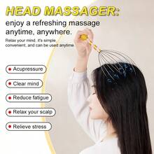 1pc Octopus Head Massager, 12 Tentacle Scalp Massage Tool, Fun Relaxation Gift, Soul Extractor, Head Scratcher, Unisex Stress Relief Massager - Multicolor - View 5