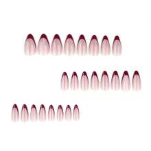 2026hot-Magnetic Eye Press On Nails - Red French Tip False Nails, Almond Shape Glitter Manicure Set, Classic & Glam Nails - JP3985 - 查看 4