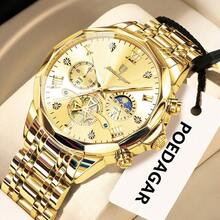 POEDAGAR Luxury Original Men Watch Waterproof Luminous Chronograph Man Wristwatch Stainless Steel Quartz Top Men's Watches Reloj - 金色 - 查看 9