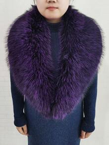 3 piezas Tela Elegante Sin Cuello y puños de piel Otoño e Invierno - Morado - Ver 4