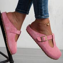 Women's New Flat Bottomed Toe Cap Cool Mop Round Toe, Fashionable And Casual, Comfortable And Versatile Oversized Women's Shoes For Wearing On One Foot - Hồng - Xem 4