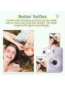 FujiFilm The Mini12 Instant Camera Weighs Only 306g, Making It Lightweight And Portable. Features Include A Rotating Power Button, One-Button Mode Switching, Optimized Parallax Auto-Dimming, And A Built-In Flash For Instant Everyday Snapshots. - Iris Purple - View 5