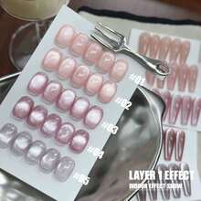 MIANEL 12ml 2026新款肉桂粉系列玻璃珠猫眼凝胶指甲油，粉白配色，适合美甲沙龙，冬季美甲 - 彩色 - 查看 2