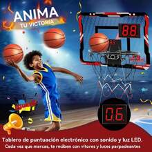 Canasta de Basquetbol para Niños Plegable - Tablero de Basketball con Contador Electrónico De Puntaje, 3 Mini Balón, Instalación en Puerta y Pared,40977285 - Multicolor - Ver 6