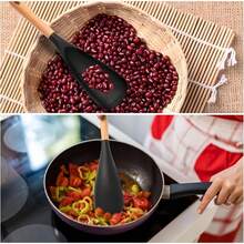 Non-Stick Cooking Spoon, Silicone Spoon For Mixing, Scooping And Scraping, Kitchen Tools, Kitchen Gadgets, Inexpensive Items. - màu đen - Xem 7