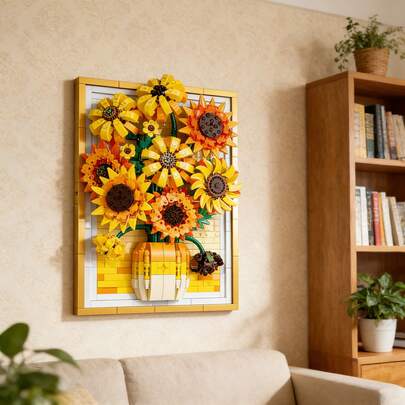 1011片花卉主题积木套装：寓教于乐，缓解压力。这款创意装饰套装包含多种花朵造型，例如向日葵、蓝月花、夜光仙人掌和玫瑰。是花卉爱好者和初学者的理想之选。有助于培养孩子的反应能力和耐心。完美的家居装饰品，也是节日或生日的绝佳礼物。