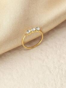 1个时尚水钻夹式假鼻环，可调节鼻钉配饰，女士百搭日常佩戴 - 金色 - 查看 2