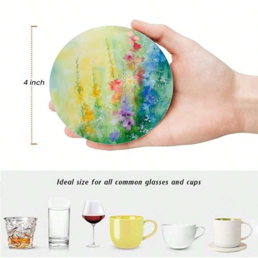 Coasters - fleur abstraite verte colorée - Voir 1