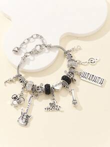 1pc Music Festival Themed Bracelet, TS Friendship Bracelet, Music Festival Concert Cheering Wristband, Fashionable Minimalist Guitar & Drum Band Bracelet - Multicolor - View 2