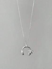 1pc Fashion Personalized Headphone Necklace For Women Girls, Stylish Music Accessories For Daily Commute Party Travel, Unique Gift Idea, High-Quality Material,  Design, Lightweight Comfortable, Perfect For Holding Headphones Hands-Free, 2024 New Arr EYW0 - 銀色 - 查看 5