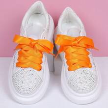 Flat Colorful Satin Shoelaces, 3/ 4inch Width, Women's/Girls' Shoelaces, White, 47inch (120) Cm: Clothing, Shoes, And Jewelry - 橘色絲帶 - 查看 3
