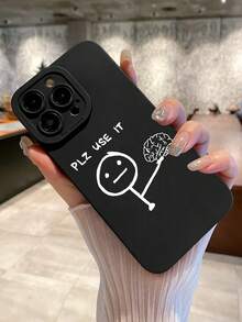 Matte Black Minimalist Graphic & Slogan Design Phone Case, Compatible With IPhone 16/17/17 Pro Max/12 Pro, Galaxy S25 Ultra, Quick Ship - Black - View 6