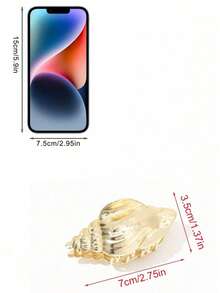 1pc Fashion Summer Beach Seashell Textured Striped Hair Clip Women Elegant Holiday Hair Accessory Ocean Element Hair Claw Beach Decor Beauty Hair Clip Autumn Winter Holiday Outfit HXCI - 金子 - 查看 3