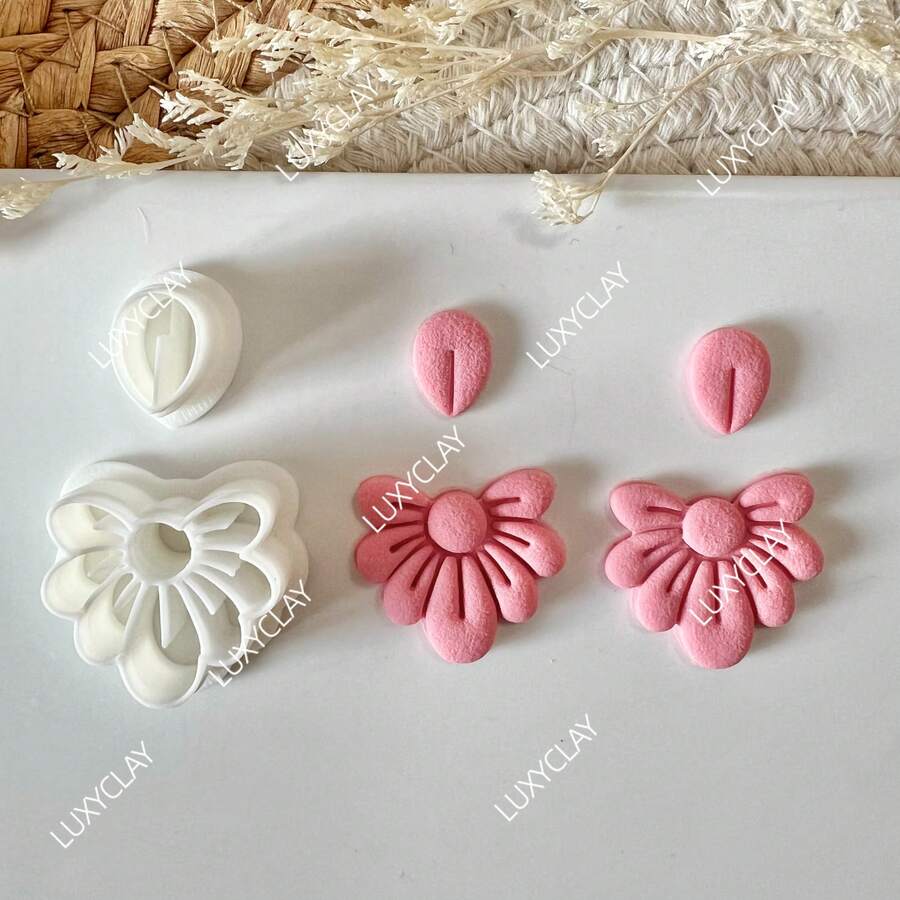 Irregular Geometric Shaped Lotus Flower Clay Cutters Soft Pottery Earrings Polymer Clay Mold DIY Jewelry Pendant Pottery Tools - Beige - View 1