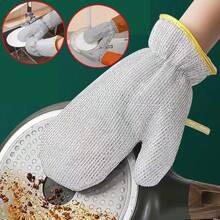 加长钢丝冬季洗碗手套，清洁消毒手套，加厚厨房家务魔法师钢丝刷锅防水手套，洗碗除油刷锅多功能保暖耐用家用清洁耐热钢丝手套，清洁手套，洗碗手套，家用手套 - 1件 灰色 - 查看 2