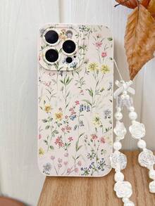 1pc Perforated Edged Floral Painted Thick Anti-Drop Painted Phone Case With Beaded Bracelet Accessory, Compatible With IPhone 16/11/16pro/16plus/16promax/16e/15Promax/13/14/12/XS/XR/7G/8P, Galaxy 11/12Pro/12/12X/13Pro/14Pro/15Pro, 10/9/Note9/12c/Note11pro/Note8Pro, International Version,  Not The Domestic Version - Multicolor - View 6