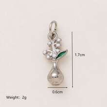 1pc Elegant Stainless Steel Flower Series Iris, Tulip, Chrysanthemum, Orchid, Cherry Blossom DIY Pendant, 18K Gold Plated, DIY Jewelry Accessory, Necklace, Bracelet, Earring, Keychain, Bag, Women Jewelry, Wallet, Charm, Small Pendant, Gift - Multicolor - View 21