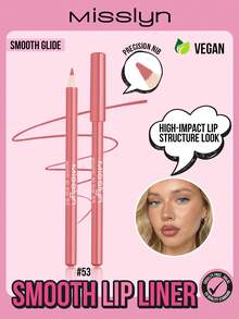 Misslyn MISSLYM Silky Lip Liner Pencil, Long-Lasting Makeup, Rich Lip Color, Smooth Application, Lip Liner, Natural Shade, High Pigment Natural Lip Makeup Soft Core, Long-Lasting Smooth Matte Lip Liner, Cosmetic Brand, Makeup, Suitable For Women And Girls, Especially Suitable For Winter, Perfect For Y2K Style, Fashion Party, Suitable For Birthday, Valentine's Day Gift, Party Makeup, New Year Gift, Best Color, Vegan And Cruelty-Free - #53 - 查看 1