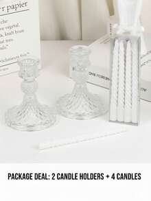 1件/3件套玻璃烛台，复古彩色烛台，适用于餐桌装饰、新娘送礼会、浪漫约会之夜、茶室、精品酒店、婚礼、节日派对、客厅壁炉等场合。 - 均碼 - 查看 7