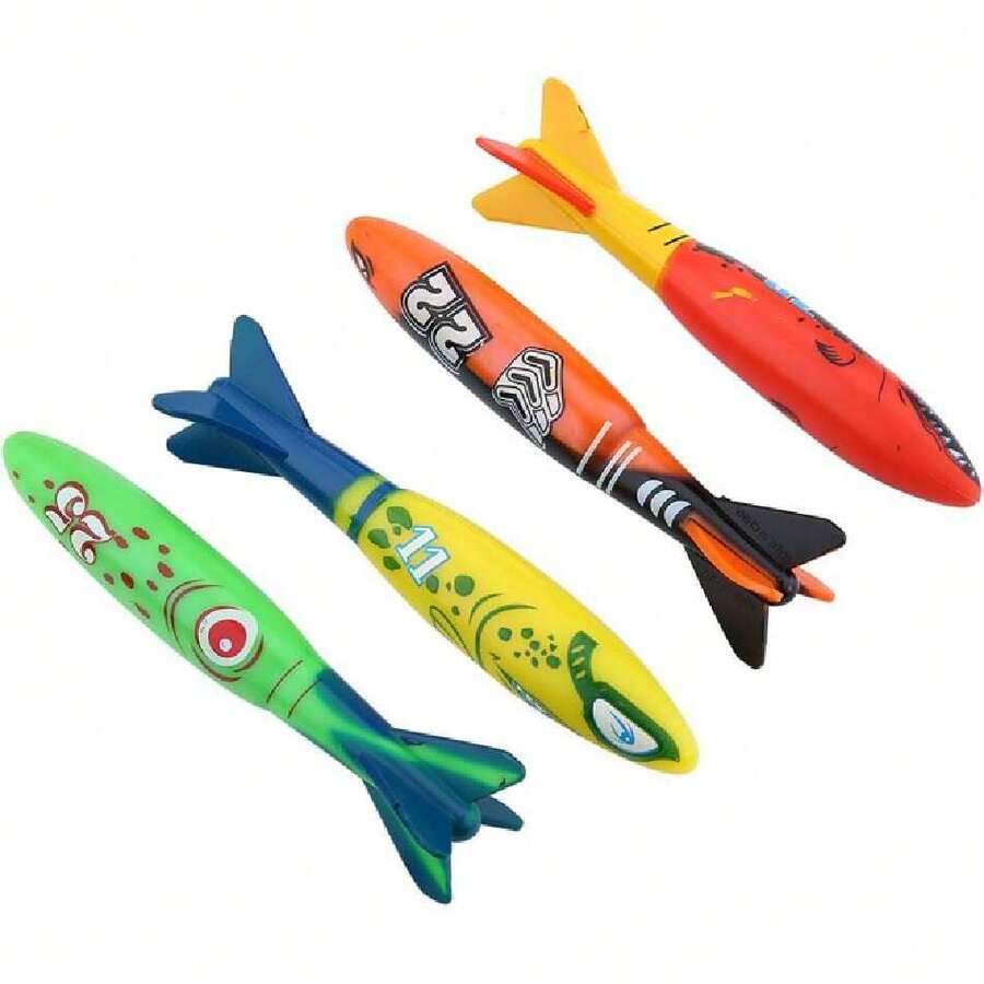 Tbest Aros De Buceo,Torpedo Spielzeug Juguetes para Alberca Inflables Adultos,4Pcs Juguetes para Piscina Juguetes De Buceo En Forma De Mina Diversión Bajo El Agua para Entrenamiento De Natación,40968555 - Multicolor - Ver 1