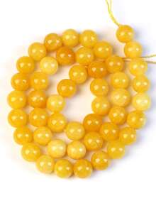 38cm Yellow Natural Stone Beads - Glossy Round Yellow Jade Loose Beads, Suitable For DIY Jewellery Making, Bohemian-Style Necklace, Bracelet And Earring Components (About 92/60/46/36pcs Beads Per Strand), Bracelet Components|Vibrant Jewellery Beads | Smooth Textured Beads - Multicolor - View 12