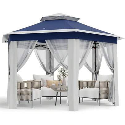 Carpa plegable instantánea con mosquitera, cenador ajustable para exteriores, para patio, jardín y patio trasero, con protección UV y 3 alturas.