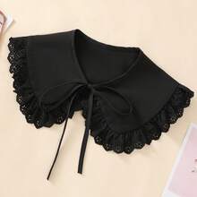 1 chiếc khăn choàng cổ Peter Pan màu đen dành cho nữ có trang trí ren, cổ áo giả thời trang để mặc hàng ngày ngày lễ tình nhân - màu đen - Xem 7