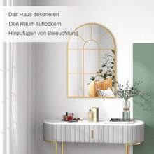 Wall Mirror, Window Mirror, 91 X 60 Cm, Decorative With Metal Frame, Hanging Mirror For Living Room, Bedroom In Gold - Gold - View 4