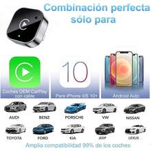 Kammoy Mini Adaptador inalámbrico CarPlay y Android Auto 2026, Adaptador inalámbrico CarPlay 2 en 1 CarPlay Plug & Play con Puerto USB/USB-C, Conexión WiFi o Bluetooth (Negro) - A - Ver 7