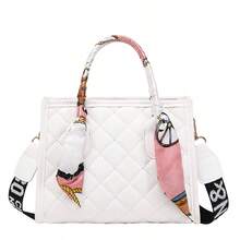 Khăn choàng thêu kim cương thời trang mới năm 2026, túi đeo chéo in chữ dành cho nữ. - trắng - Xem 3