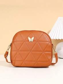 1pc Girls' Argyle Embroidered Crossbody Bag, Butterfly Metal Decor Shoulder Bag, Adjustable Strap, Suitable For Various Occasions Like Parties, Dates, Shopping, Ideal Gift - M1765 - View 17