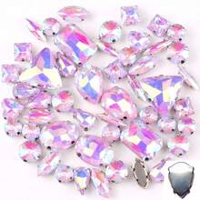50pcs/Pack, Shiny Mixed Shape Glass Rhinestones, Silver Metal Flat Bottom, Mixed Shape Handmade Sew-On Rhinestones, Suitable For Clothing Decoration, Flat Bottom Craft Gem Crystal Sew-On Rhinestones With Claw, DIY Accessories, For Decorating Clothes, Dresses, Bags, Shoes, Brooches, Earrings, Handicrafts. - Multicolor - View 41